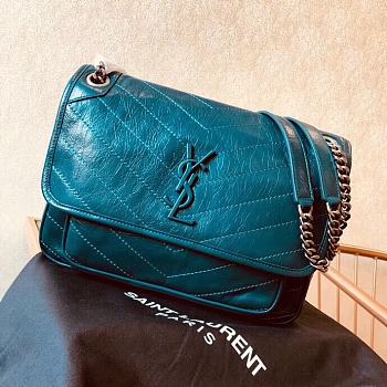 YSL Saint Laurent Niki Medium Leather Shoulder Bag In Marine (Light Blue) 498894