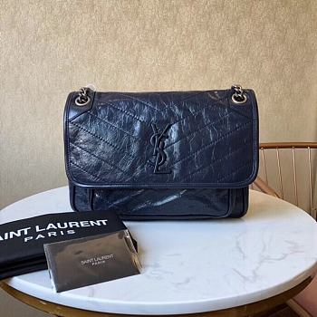 YSL Saint Laurent Niki Medium Leather Shoulder Bag In Marine (Dark Blue) 498894 