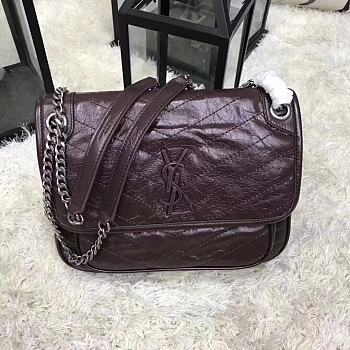 YSL Saint Laurent Niki Medium Leather Shoulder Bag In Marine (Purple) 498894 
