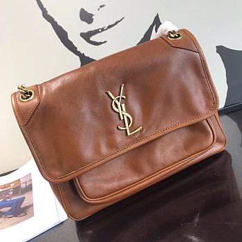YSL Saint Laurent Niki Medium Leather Shoulder Bag (Brown) 498894 