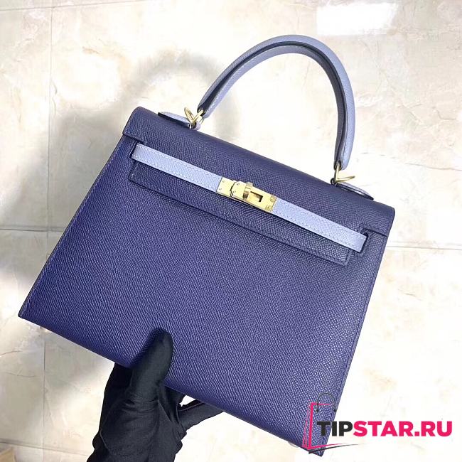 Hermes Kelly 25cm Original Epsom Leather Bag (Sapphire Blue_Linen Blue) - 1