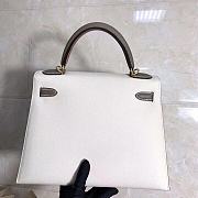 Hermes Kelly 25cm Original Epsom Leather Bag (White_Gray) - 4