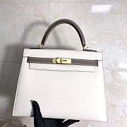 Hermes Kelly 25cm Original Epsom Leather Bag (White_Gray) - 1