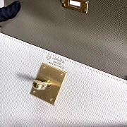 Hermes Kelly 25cm Original Epsom Leather Bag (White_Gray) - 3