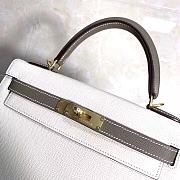 Hermes Kelly 25cm Original Epsom Leather Bag (White_Gray) - 6