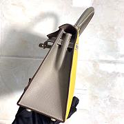 Hermes Kelly 25cm Original Epsom Leather Bag (Yellow_Gray) - 2