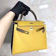 Hermes Kelly 25cm Original Epsom Leather Bag (Yellow_Gray) - 3
