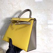 Hermes Kelly 25cm Original Epsom Leather Bag (Yellow_Gray) - 4