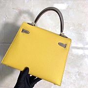 Hermes Kelly 25cm Original Epsom Leather Bag (Yellow_Gray) - 6