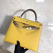 Hermes Kelly 25cm Original Epsom Leather Bag (Yellow_Gray) - 1