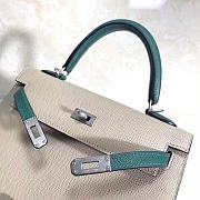 Hermes Kelly 25cm Original Epsom Leather Bag (Green_Gray) - 6