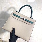 Hermes Kelly 25cm Original Epsom Leather Bag (Green_Gray) - 1
