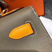 Hermes Kelly 28cm Original Epsom Leather Bag (Gray_Orange) - 5