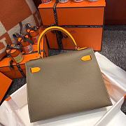 Hermes Kelly 28cm Original Epsom Leather Bag (Gray_Orange) - 4