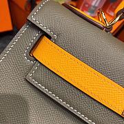 Hermes Kelly 28cm Original Epsom Leather Bag (Gray_Orange) - 5