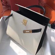 Hermes Kelly 28cm Original Epsom Leather Bag (White_Black) - 6
