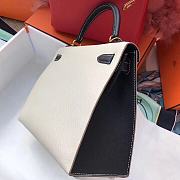 Hermes Kelly 28cm Original Epsom Leather Bag (White_Black) - 5