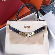 Hermes Kelly 28cm Original Epsom Leather Bag (White_Black) - 1