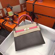 Hermes Kelly 28cm Original Epsom Leather Bag (Gray_Lipstick Powder) - 1