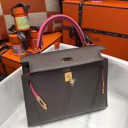 Hermes Kelly 28cm Original Epsom Leather Bag (Gray_Lipstick Powder) - 3