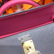 Hermes Kelly 28cm Original Epsom Leather Bag (Gray_Lipstick Powder) - 5