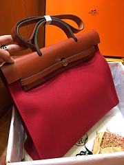 Hermes Herbag 39cm Large (Dark Red_Red Brown) - 5