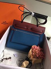 Hermes Herbag 31cm (Turkish Blue_Red-Brown) - 4