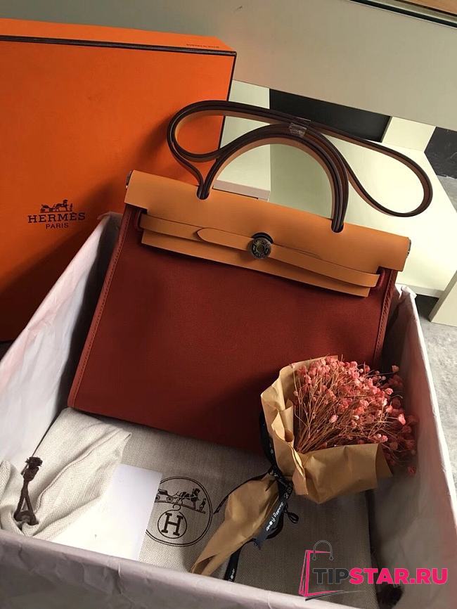 Hermes Herbag 31cm (Brick Red_Light Brown) - 1