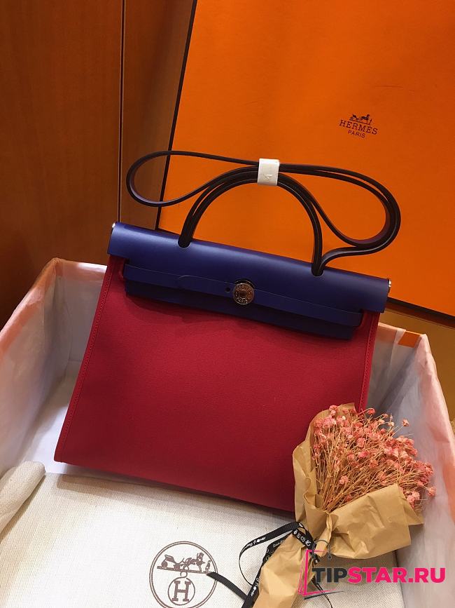 Hermes Herbag 31cm (Dark Red_Electric Blue) - 1