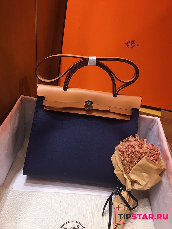 Hermes Herbag 31cm (Dark Blue_Medium Brown) - 1