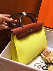Hermes Herbag 31cm (Fluorescent Yellow_Red Brown) - 4
