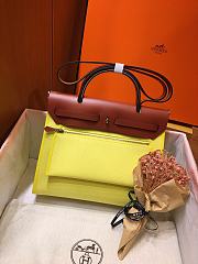 Hermes Herbag 31cm (Fluorescent Yellow_Red Brown) - 6