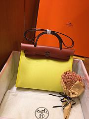 Hermes Herbag 31cm (Fluorescent Yellow_Red Brown) - 1