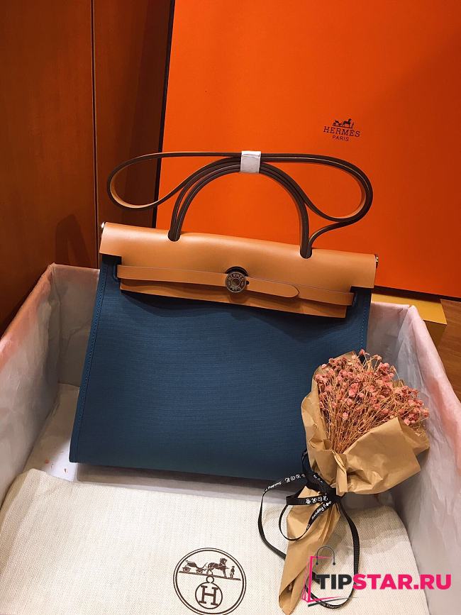 Hermes Herbag 31cm (Blue_Medium Brown) - 1