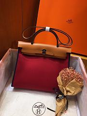 Hermes Herbag 31cm (Dark Red_Dark Blue_Medium Brown) - 1