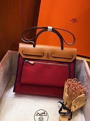 Hermes Herbag 31cm (Dark Red_Dark Blue_Medium Brown) - 3