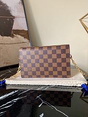 LV Damier Ebene Canvas Vavin Chain Wallet Brown Rice White N60237  - 2