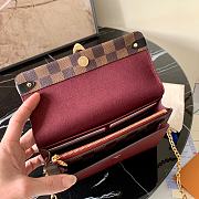 LV Damier Ebene Canvas Vavin Chain Wallet Brown Grid Purple N60222  - 4