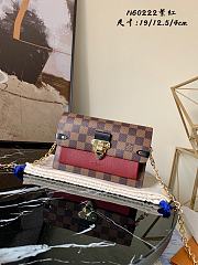 LV Damier Ebene Canvas Vavin Chain Wallet Brown Grid Purple N60222  - 1