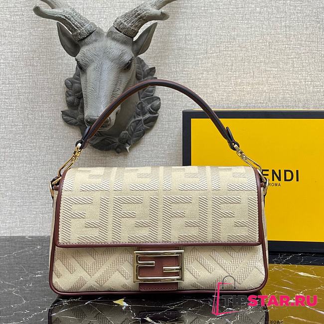 Fendi Baguette Beige FF Canvas Bag 8BR600AC9OF1DSZ - 1