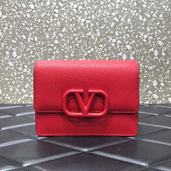 VALENTINO Garavani Vring Red Leather Mini Chain Crossbody 069