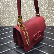 VALENTINO V-Ring Logo Leather Shoulder Bag Red 22cm 0808  - 3