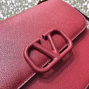 VALENTINO V-Ring Logo Leather Shoulder Bag Red 22cm 0808  - 5