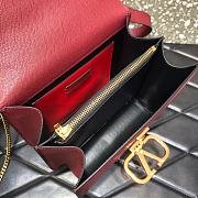 VALENTINO V-Ring Logo Leather Shoulder Bag Red 22cm 0808  - 6