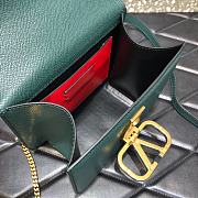 VALENTINO V-Ring Logo Leather Shoulder Bag Green 18cm 0806  - 6