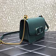 VALENTINO V-Ring Logo Leather Shoulder Bag Green 18cm 0806  - 5