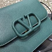 VALENTINO V-Ring Logo Leather Shoulder Bag Green 18cm 0806  - 4