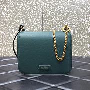 VALENTINO V-Ring Logo Leather Shoulder Bag Green 18cm 0806  - 2