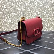 VALENTINO V-Ring Logo Leather Shoulder Bag Red 18cm 0806 - 2