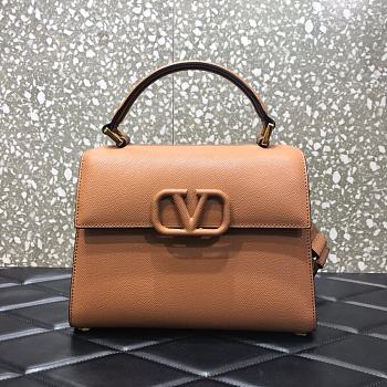 VALENTINO VSling Leather Top Handle Bag Dark Beige 2829 